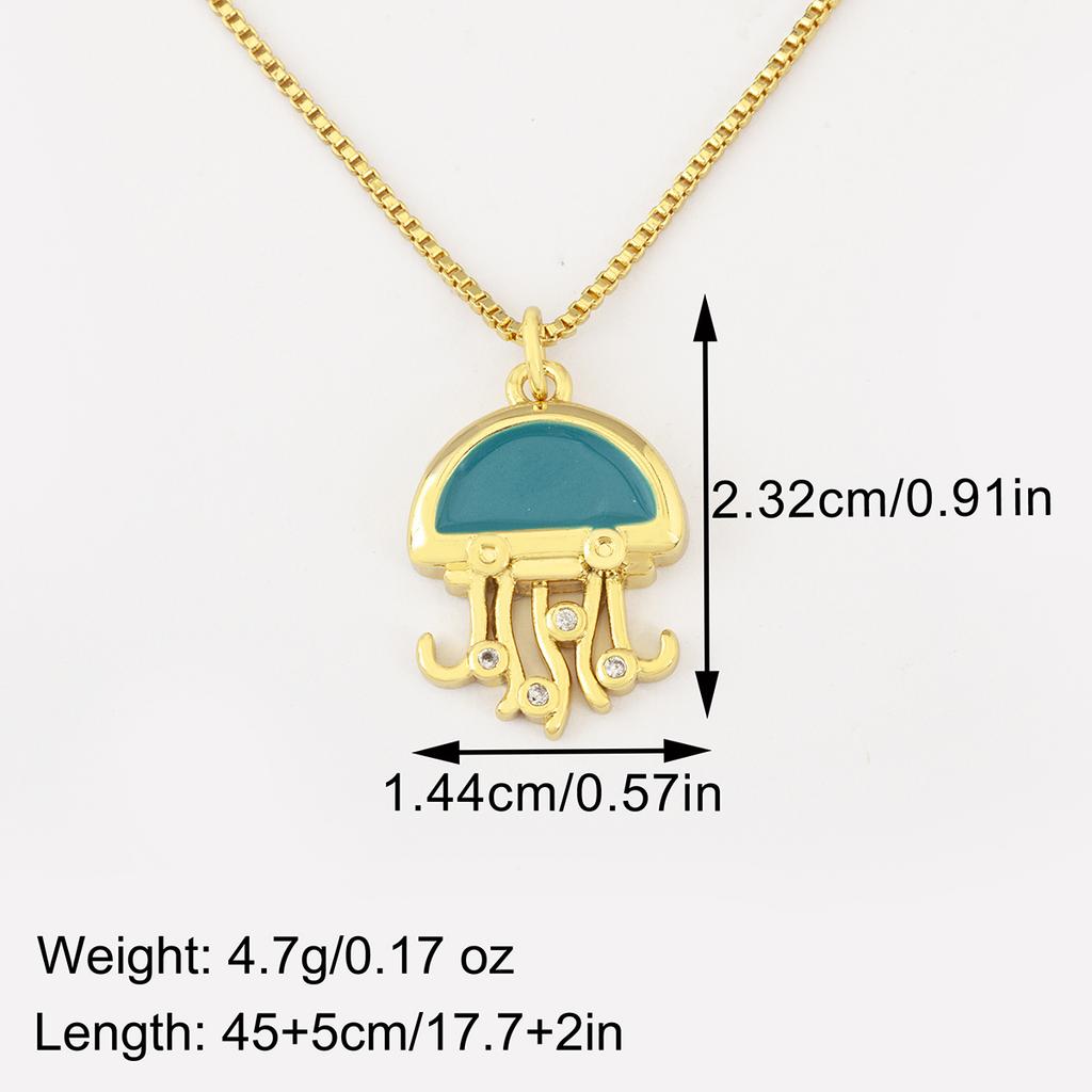 Nidin New Fashion Seahorse/Starfish/Jellyfish/Crab Inlaid Zircon Beach Charms Pendant Necklace For Women Men Jewelry Wholesale