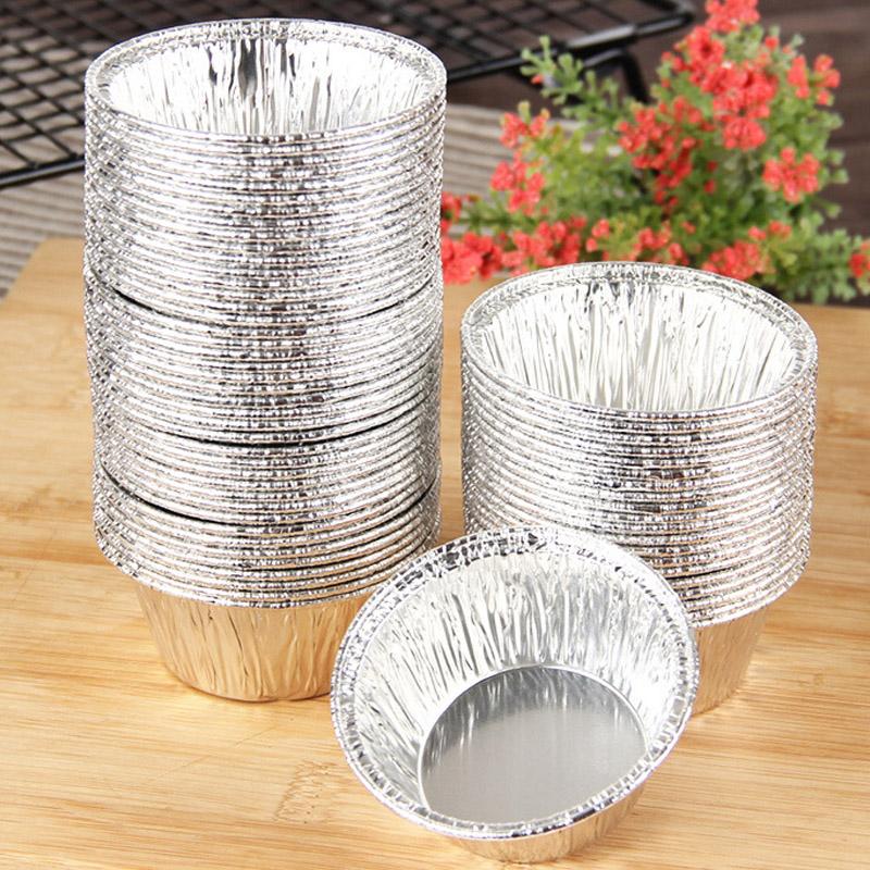 100pcs/Lot Disposable Aluminum Foil Round Egg Tart Mold Mini Pot Egg Tart Molds Cupcake PanPlate Baking Tray Tartlets