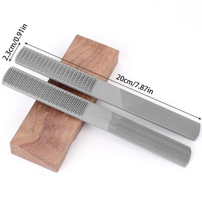 Lime Râpe à Bois 4 Voies 2pcs Lime à Main en Acier Ensemble Râpes à Bois Durables Limes Demi-Rondes Plates et Aiguilles Facile à Utiliser pour Métal Bois