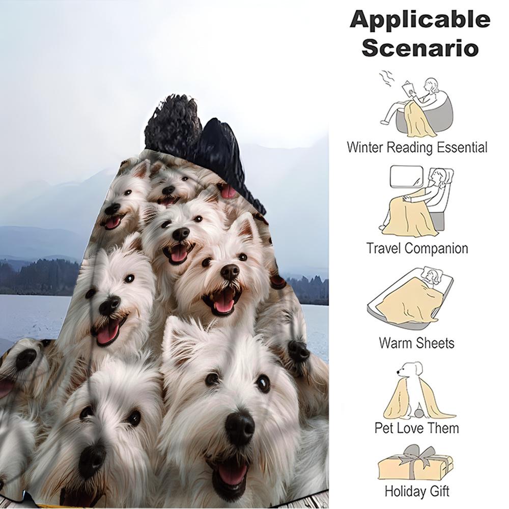 Custom Cozy West Highland White Terrier Fleece Throw Blanket - Soft, Warm Skin-Friendly For Couch, Bed, Office, And Travel - P