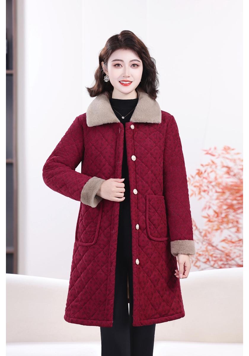 

Mom s 2026 Fleece-Lined Winter Cotton Jacket - Mid-Length, Home Wear for Middle-Aged and Elderly Women 4XL (135-145 lbs)