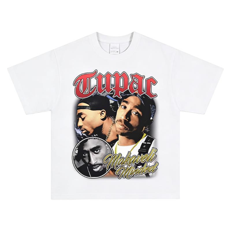 

Tupac Shakur 2Pac TShirt Old School Hip Hop Graphic Print Crew Neck Pure Cotton Streetwear Fashion Tops For Men Women 4XL
