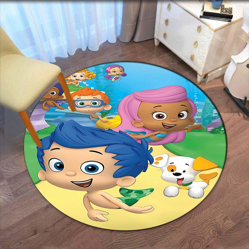 Bubble Guppies Bedruckter Runder Teppich Teppich Stuhlteppich Bereichsteppich Eingang Fußmatten, für Bürostuhl Wohnzimmer Schlafzimmer Küchenraum.