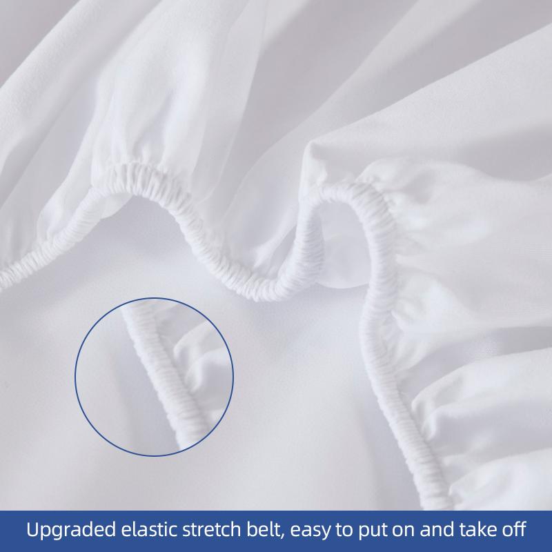 Soft Fitted Sheet Waterproof Mattress Protector, Breathable Mattress Pad Cover, White Sheet Bed Sheets with Elastic