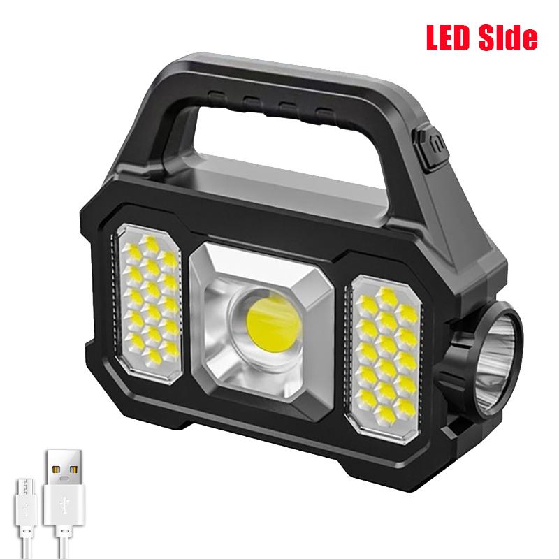 Solar Rechargeable Flashlight Zoomable Waterproof COB LED Torch Brightly Light Portable Powerful Lantern for Camping
