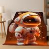 Cartoon Astronaut Universe Spaceman Outer Space Flannel Blanket Soft Warm Throw Blanket for Bedroom Living Room Bed Travel kids