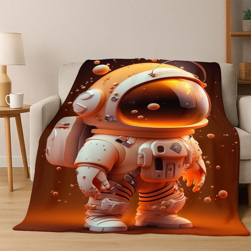 Cartoon Astronaut Universe Spaceman Outer Space Flannel Blanket Soft Warm Throw Blanket for Bedroom Living Room Bed Travel kids 75x90cm