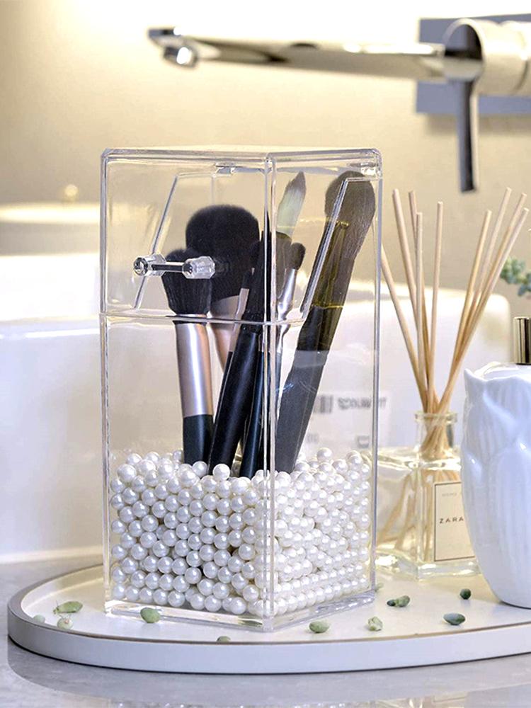 Transparent Acrylic Makeup Brush Holder Makeup Organizer Cosmetic Holder Pencil Lipstick Desk Container Table Makeup Storage Box