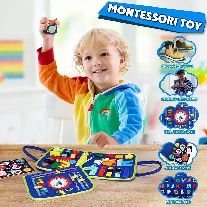 Kids Montessori Suitcase Toys Educational Learning Buckle Training Essential Baby Busy Board Sensory Intelligence Developing