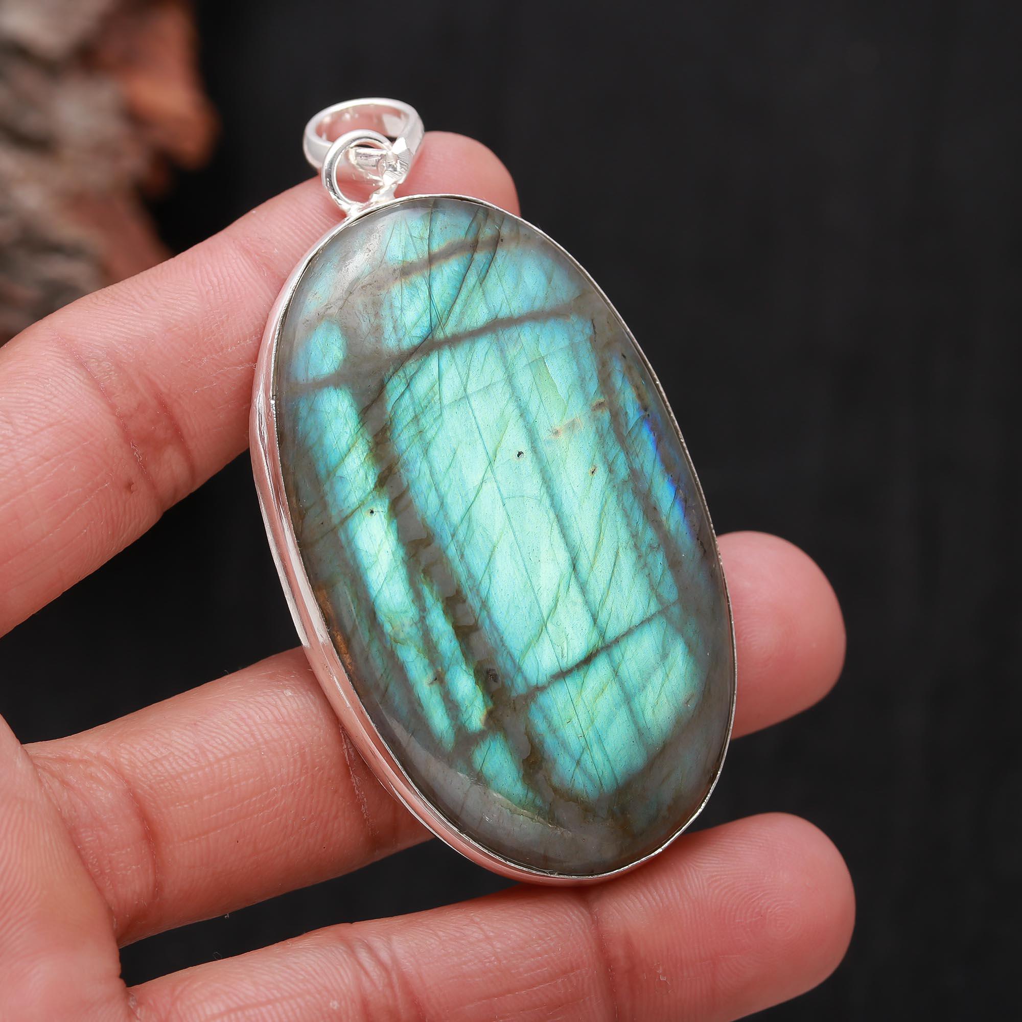 

Labradorite Gemstone 925 Sterling Silver Boho Jewelry Antique Pendant Set