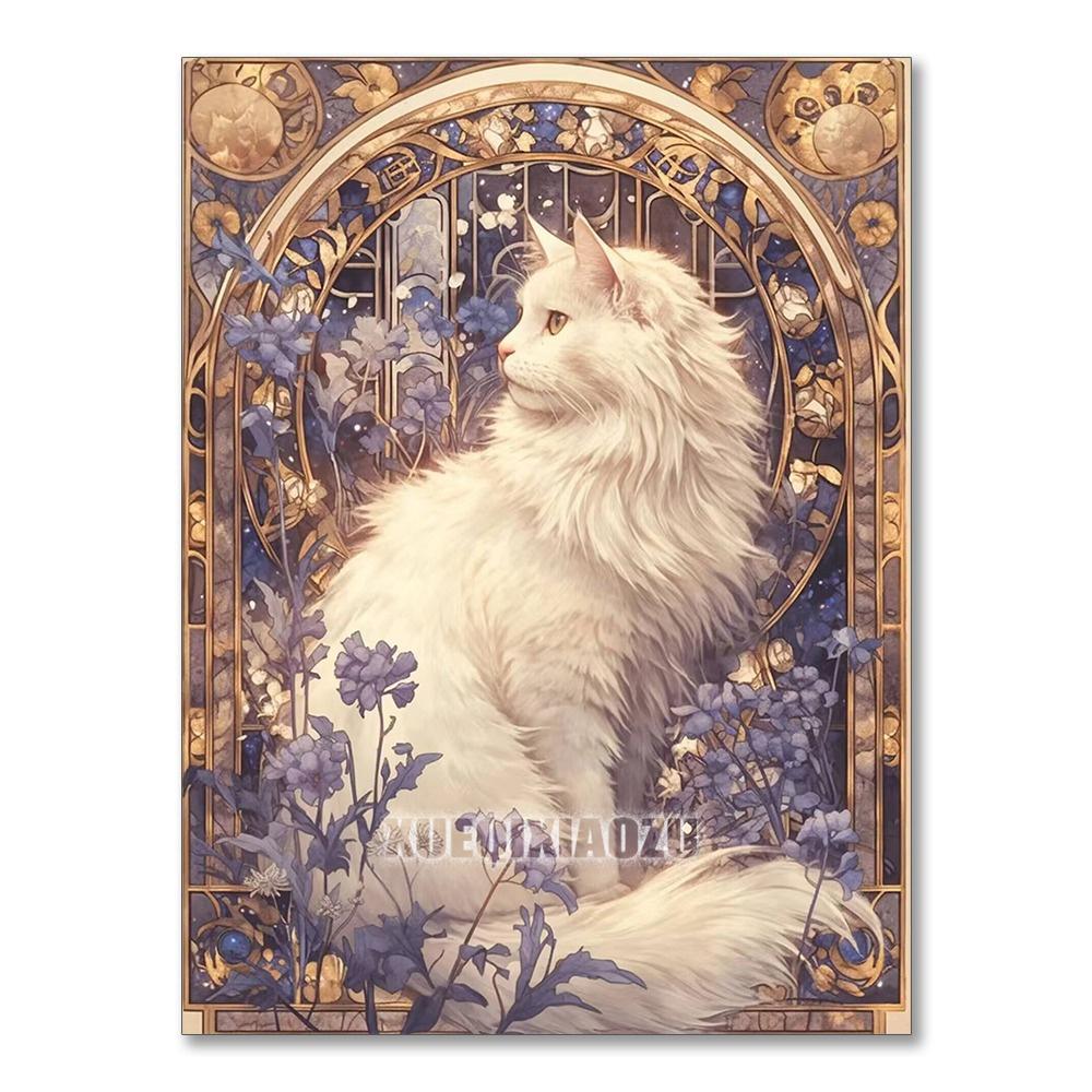 5D DIY Diamond Painting Embroidery Animal Cat Full Round Mosaic Flower Complete Kit Art Wall Decoration Handmade Gift