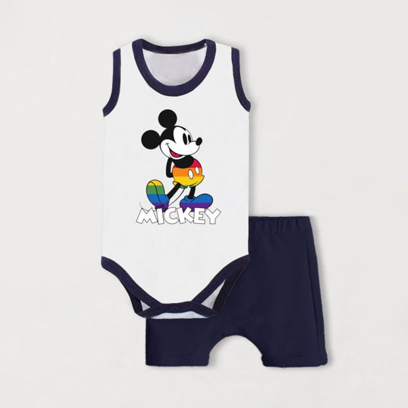 Set di vestiti estivi per neonato con body e pantaloncini, stile cartone animato