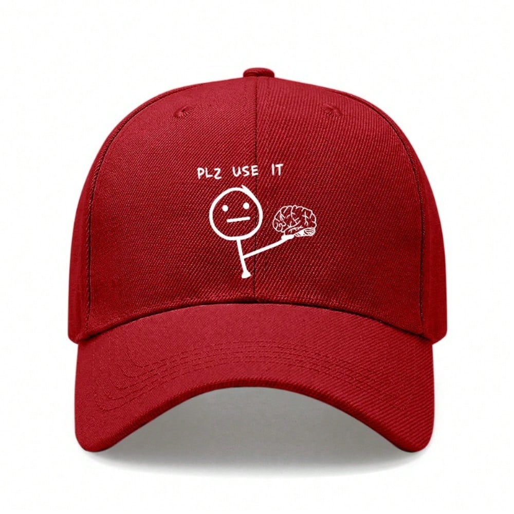 [Humorous Baseball Cap] Funny Letter "PLZ USE IT" Print Polyester Adjustable Breathable Casual Outdoor Sports Baseball Hat For Men Women