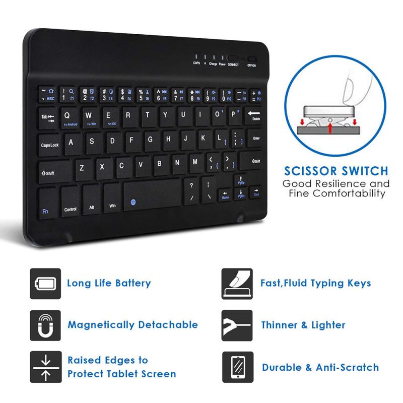 Bezdrátová Bluetooth klávesnice pro tablet PU kožené pouzdro kryt stojanu +OTG+pero pro podložku 7 8 palců 9 10