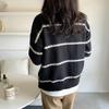 Korean Style Crew Neck Pullover Stripes Women's Sweater Autumn Winter Fashion New Casual Loose Long Sleeved Knitted Tops Office Lady Elegant Clothing