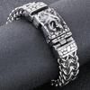 Cool Punk Chinese Loong Dragon Head Bracelet for Men 16MM Width Double Layer Square Franco Chain Bracelets Men's Male Jewellery