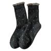 Color Matching Lace Socks Children'S Medium Tube Socks Season Retro Polka Dot Wool Socks Piled And Thickened Warm Medium Tube Socks Women