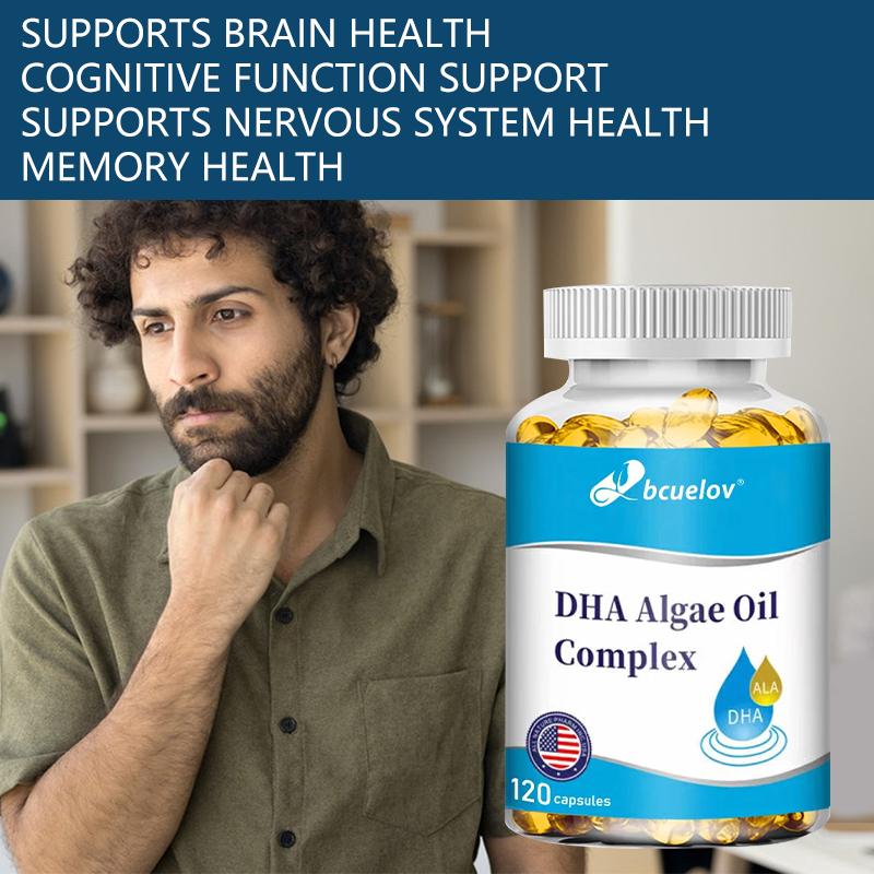 DHA Algae Oil Complex Supplement - Plant-Based Omega-3 & ALA - 120 Capsules