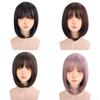 Short Bob Wig With Bangs for Women Synthetic Bob Wigs Black Pink Purple Cosplay Wigs for Party Daily Shoulder Length