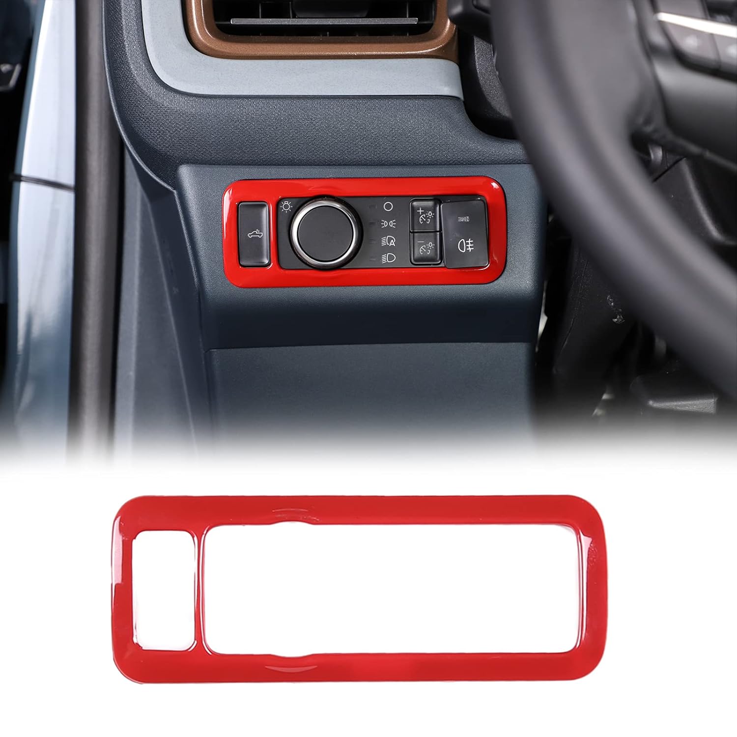 

Aunginsy Car Headlight Lamp Switch Button Panel Frame Trim Compatible with Ford Maverick 2022+/Bronco Sport 2021+/Mustang Mach-E 2021-2024/Mustang красный