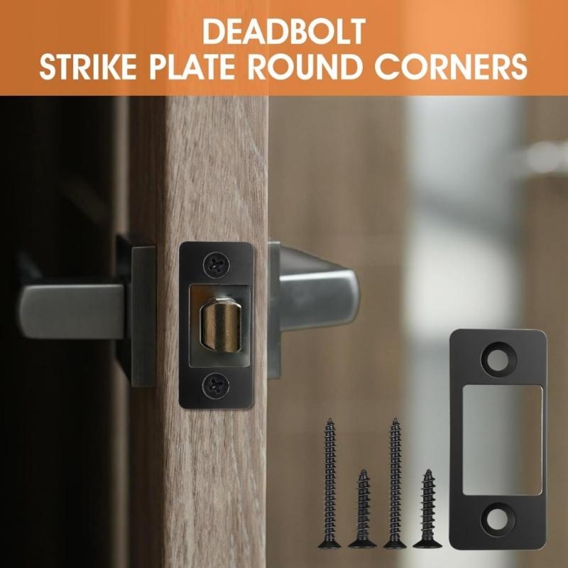 Metal Door Strikes Plate Corrector Large Hole Round Corner Strikes Backplate Prevents Sticking and Misalignment