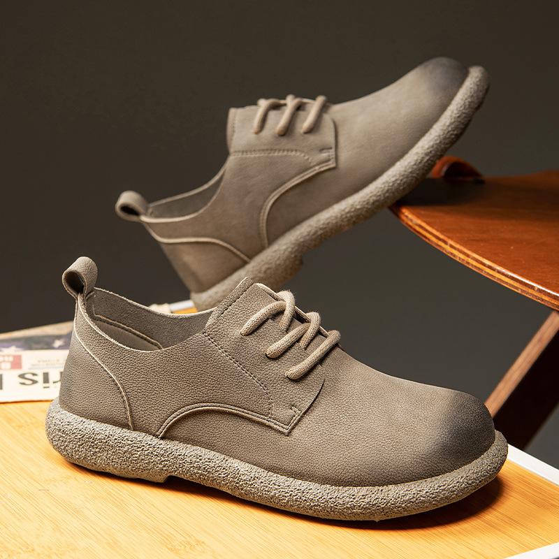 Freizeitschuhe neue Leder flacher Boden rutschfest niedrig geschnitten britischer Stil Lederschuhe Frühling und Herbst Board Schuhe