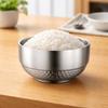 2 Piece 304 Stainless Steel Double-layer Rice Bowl Unbreakable Soup Bowl Insulated Bowl  Canteen
