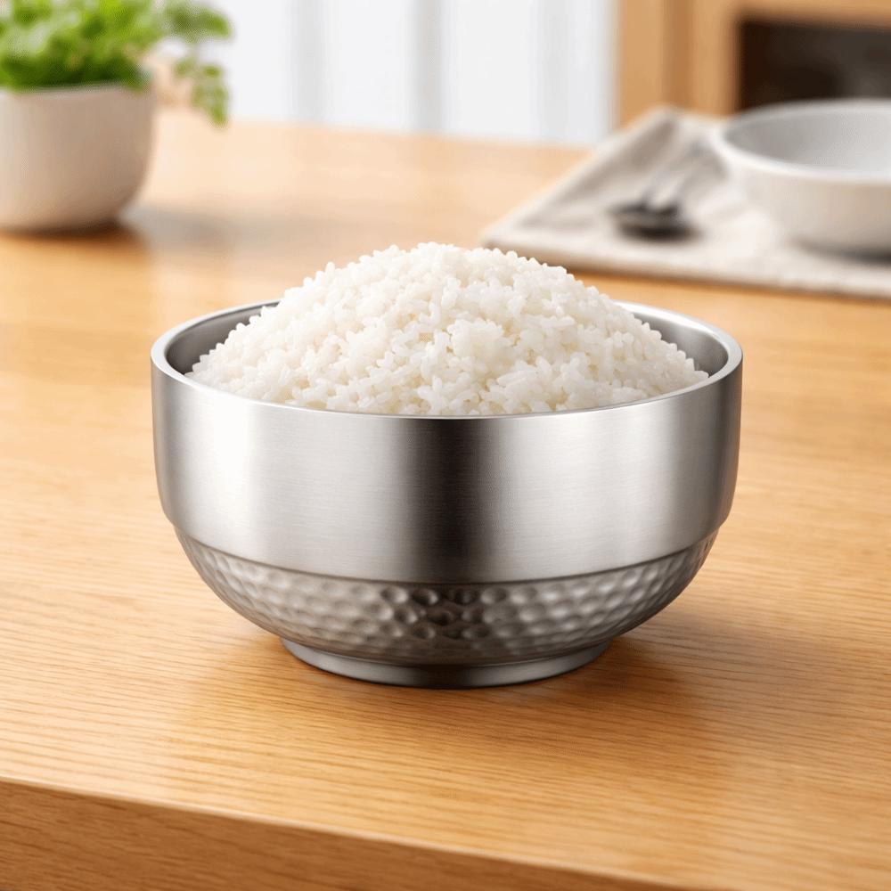 2 Piece 304 Stainless Steel Double-layer Rice Bowl Unbreakable Soup Bowl Insulated Bowl  Canteen