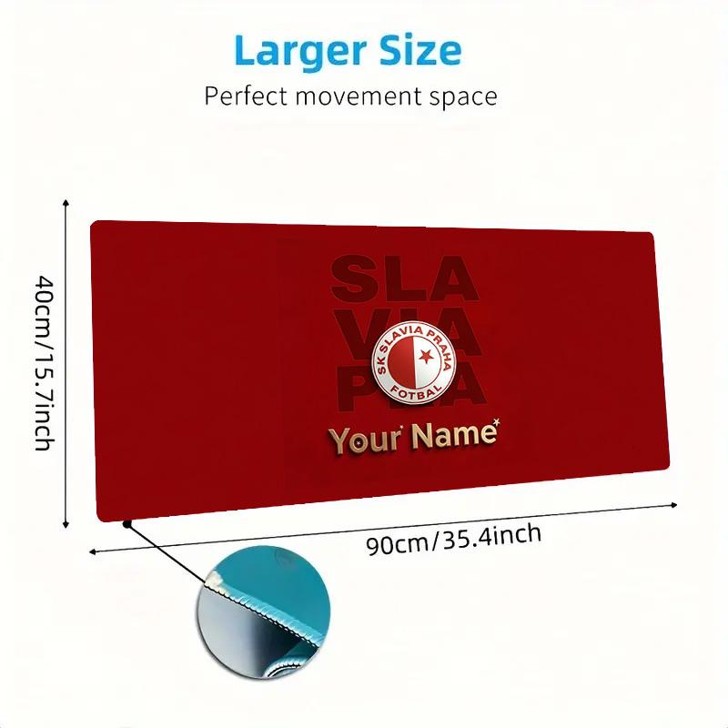 Sk Prague Slavia Custom Name Large Size Mouse Pad Large Gaming Table Cushion Non-slip Laptop Tablet Big Mousepad XXL Mat Mini PC Playmat With Lock edg