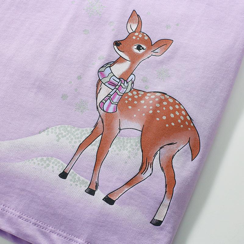 Mädchen Baumwoll-T-Shirt mit Hirschdruck Sommer Kinder Kurzarm Unterhemd