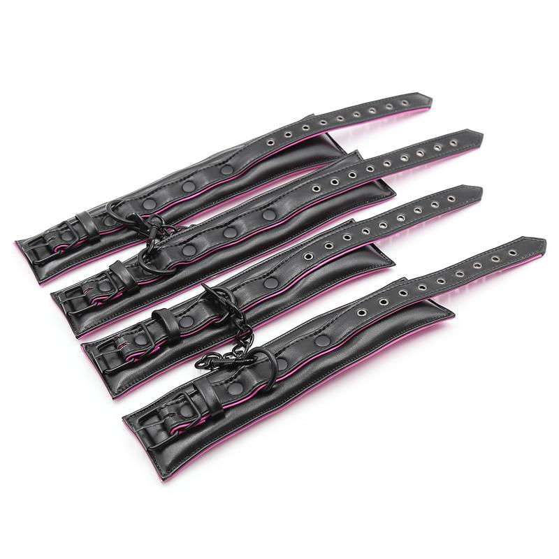 Sex Toys Couple Leather Bdsm Bondage Suit 3pcs Restraint Collar Ankle Sleeve Handcuffs for Sex Bondage Suit Adult Female