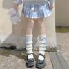 Japanese Lolita Bow Cute Hairball Knitted Socks Cover Women's Winter Leg Warmers Stacking Socks White Jk Socks