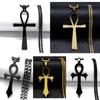 Vintage Retro Amulet Talisman Ankh Cross Pendant Necklace Women Egypt Egyptian Key Life Religious Chain Jewelry Gift Stainless Steel