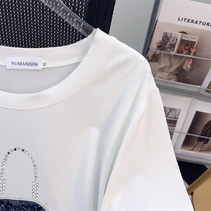 Plus Size Slimming Loose Round Neck Mid-Length Short-Sleeve Women's T-Shirt