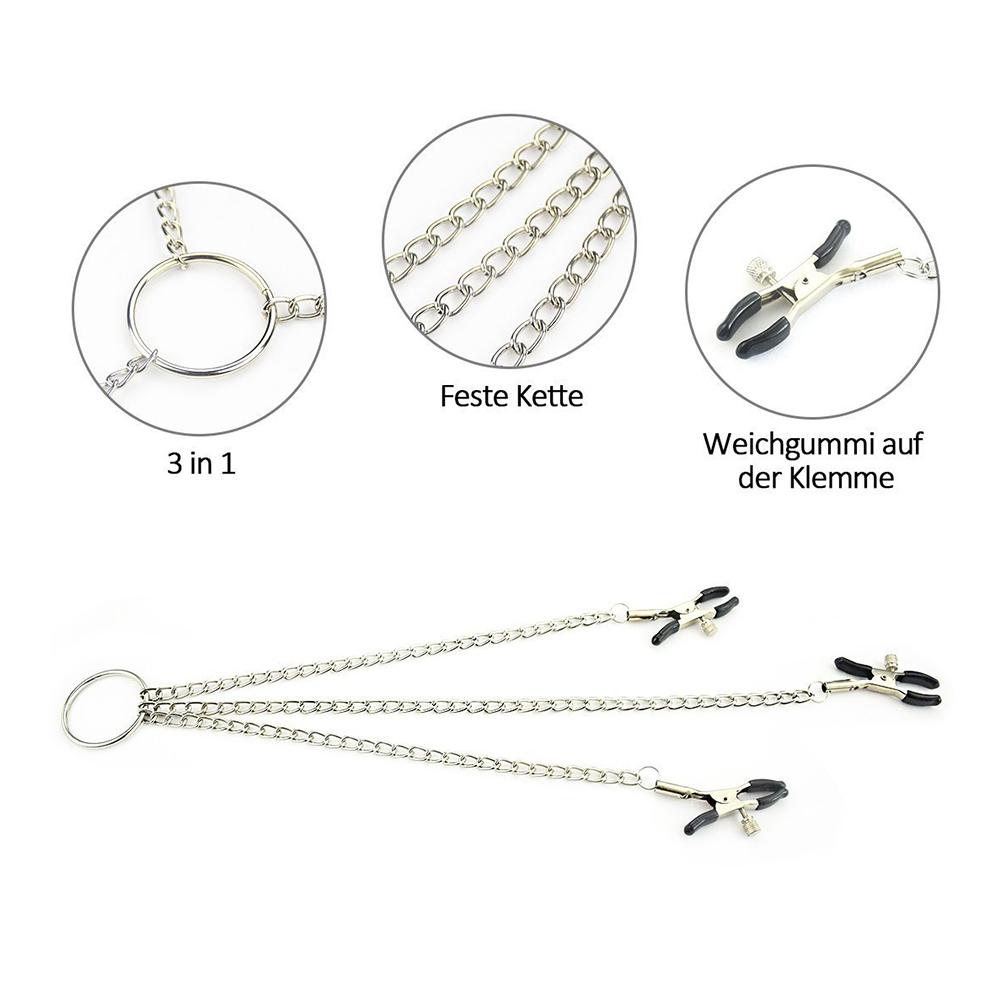 Adjustable Nipple Clamps Metal Necklace Pendant Clitoris Clip Erotic SM Sex Toy for Men and Women