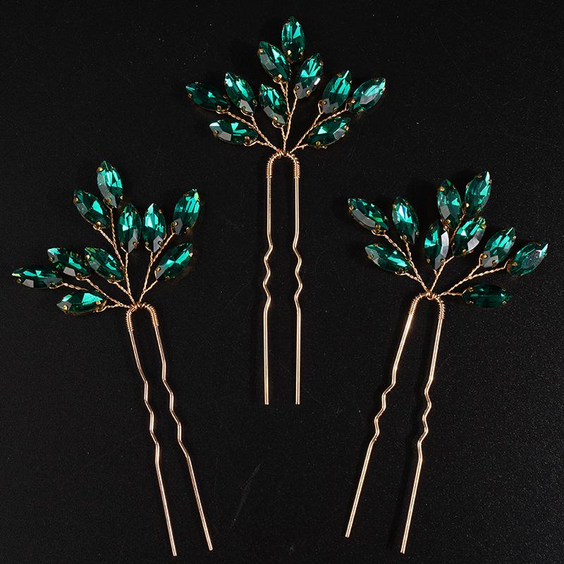 13Colors Fashion Rhinestone Bridal Hairpins 3PCS Headpiece for Wedding Hair Accessories Handmade Vintage Party Tiaras Headdress
