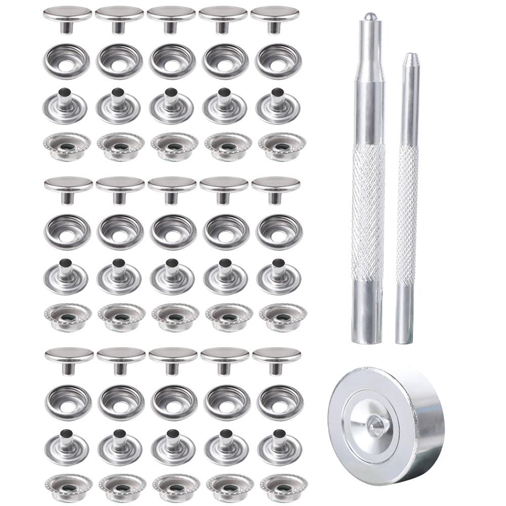200Pcs Boxed Snap Fastener Kit Double Cap Leather Punch Pliers Snaps Buttons Set Socket Buttons
