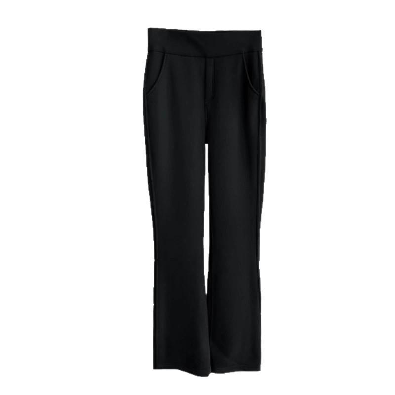 High-Waist Velvet Plus-Size Slimming Micro Flare Pants for Women - Tight Fit, Sharkskin, Autumn/Winter Wear