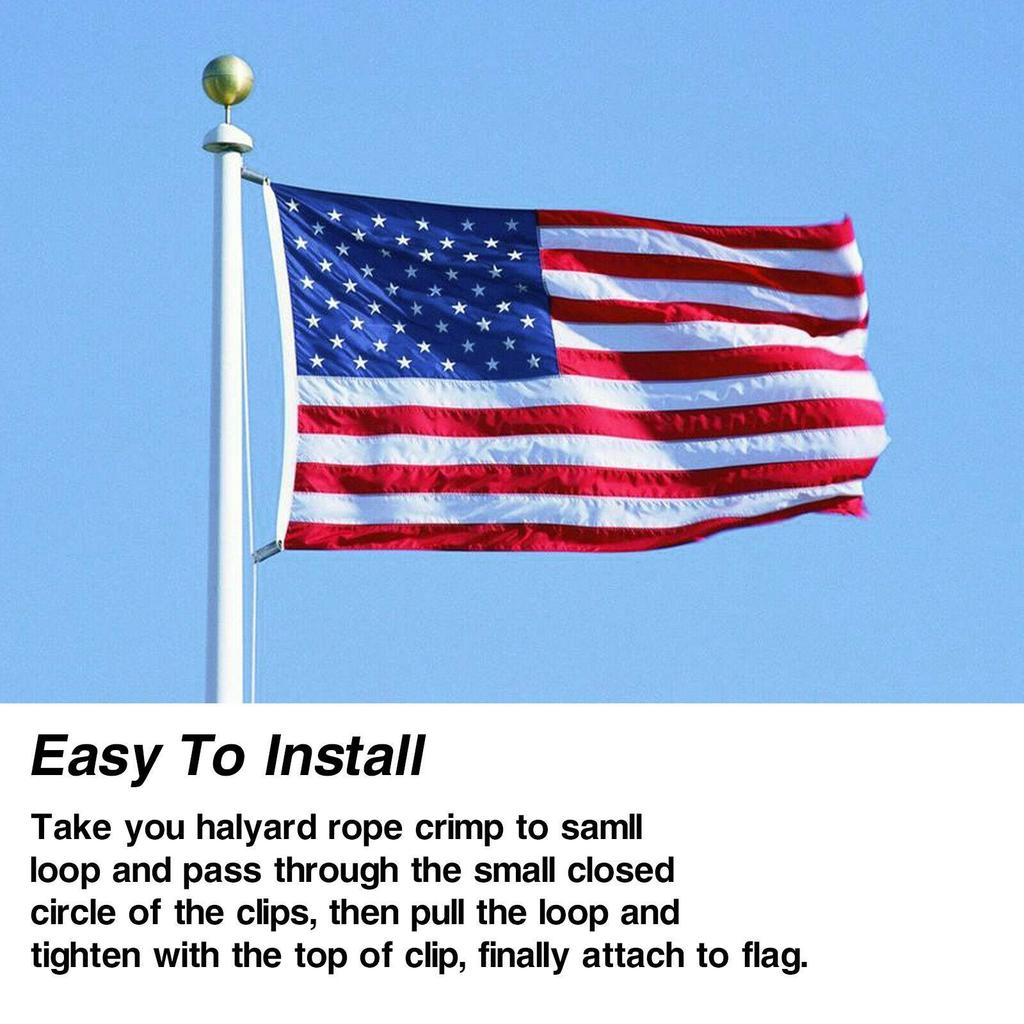 Outdoor Flagpole Hardware Repair '' Topper Gold Ball 4'' Cleat Hook 4pc Flag Clip Hooks