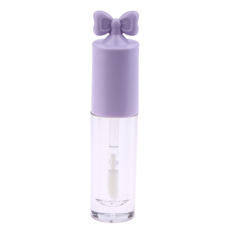 Cute Creative Bow Shape Lip Gloss Tubes Clear Empty DIY Cylindrical Lip Balm Tubes 2.5ml With Wand Refillable Lipstick Bottle