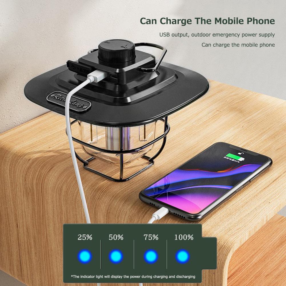 1-2PCS Camping Lantern 2000mA 3.8 W 3.7 V 3700-6500k Stepless Dimming Emergency Light Waterproof Rechargeable for Outdoors