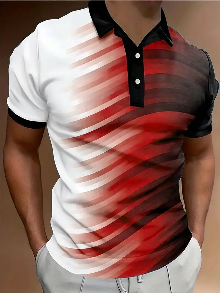 

Мужская рубашка для гольфа, черно-белый контрастный дизайн, легкая, дышащая 3XL красный