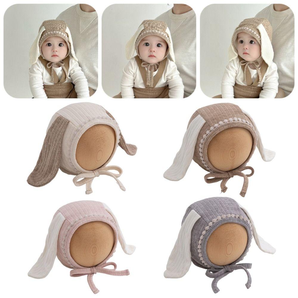 INS Cute Baby Ear Protection Hats Sweet Soft Newborn Beanie Hat Windproof Long Ear Baby Fetal Cap Winter