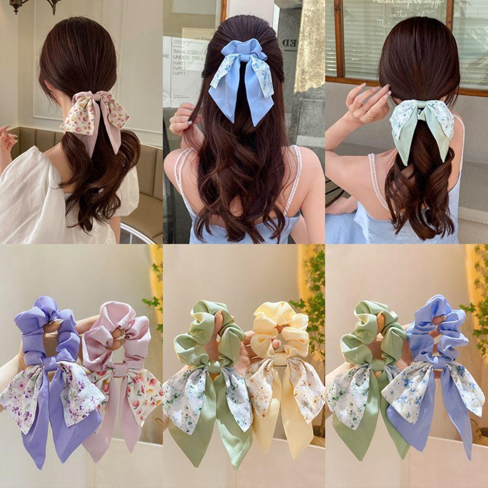 Ribbon Bow Printing Hair Rope Printing Hair Ribbon Sweet Intestine Hair Loop