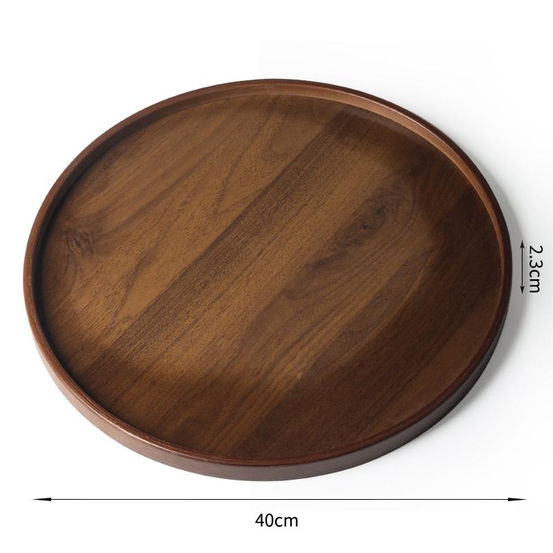 Creative Walnut Dessert & Fruit Plate with Teacup Holder - Bamboo & Wood Tea Tray