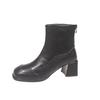 Simple Skinny Booties 2025 Autumn New Square Toe Rear Zipper Anti-Slip Wear-Resistant High Heels