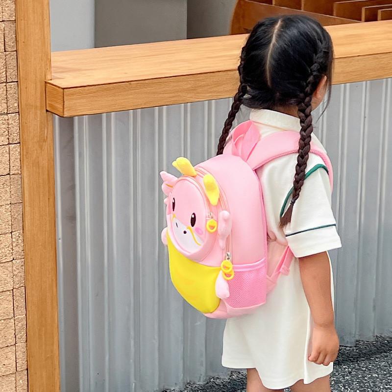 Adorable Unisex Oxford Cloth Kids Backpack With Animal Cartoon Design For School