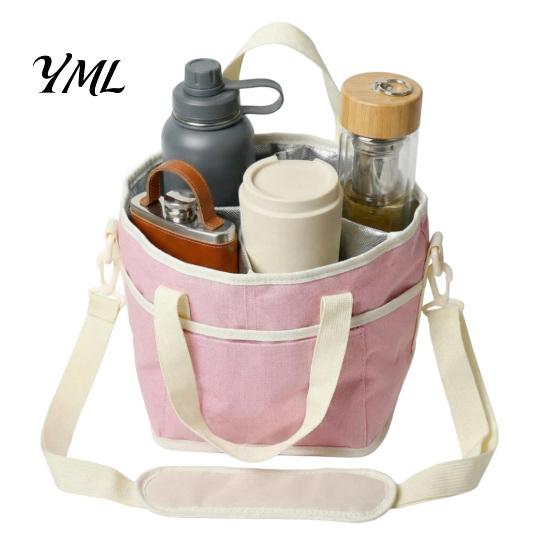 Heavy Duty Beverage Tray for Cups Drink Pouch with Adjustable Strap, Reusable Waterproof 4 Cup Carrier Sturdy Car Seat Holder, Foldable Portable Caddy