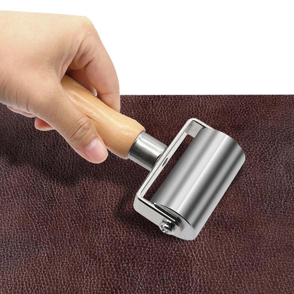 25/60/100mm Press Edge Roller, Leather Craft Glue Laminating Tool Leather Edge Creaser Smoother Steel Iron Roller