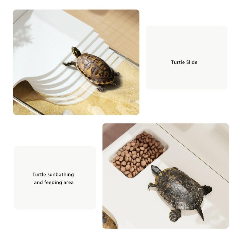 Turtles Enclosure Tanks With Layered Platforms Cave Wetland Simulation And 360 Degree Visibilities For Reptiles Pet